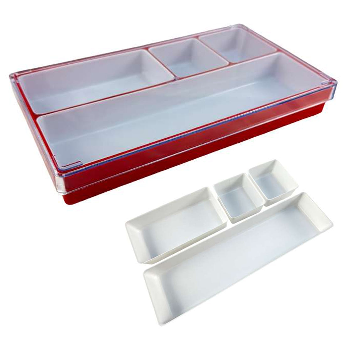 Clear Large Watch Repair Trays with Individual Compartments Stackable (Various Colors)