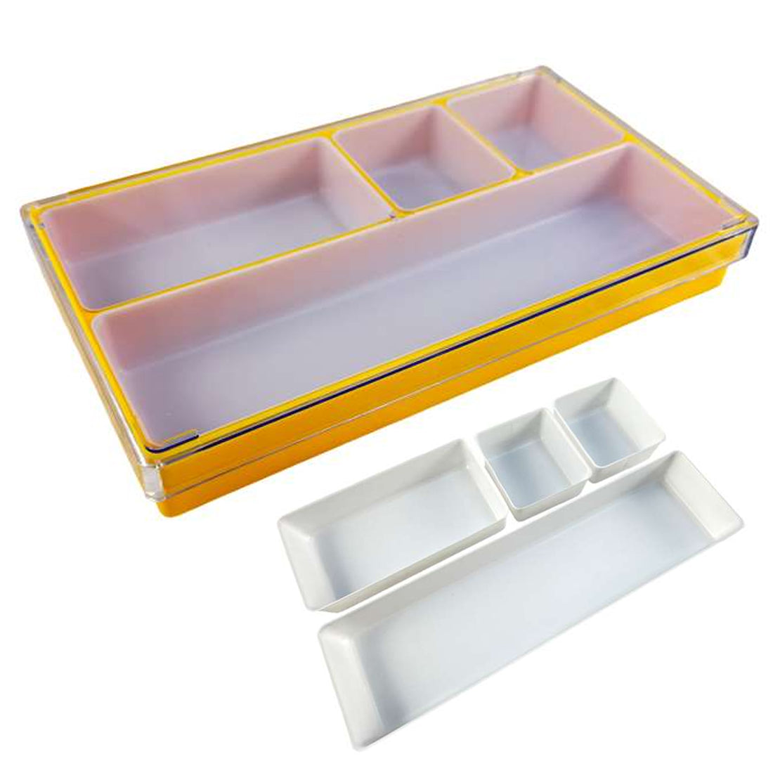 Clear Large Watch Repair Trays with Individual Compartments Stackable (Various Colors)