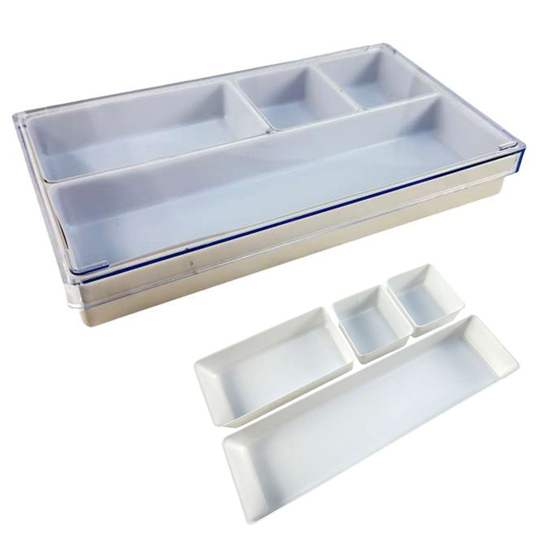 Clear Large Watch Repair Trays with Individual Compartments Stackable (Various Colors)
