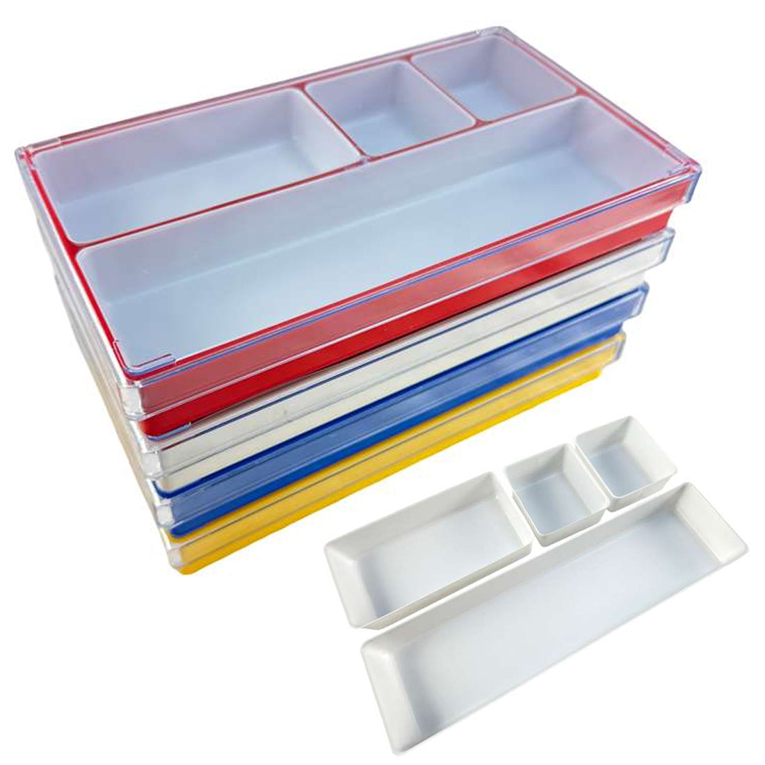 Clear Large Watch Repair Trays with Individual Compartments Stackable (Various Colors)