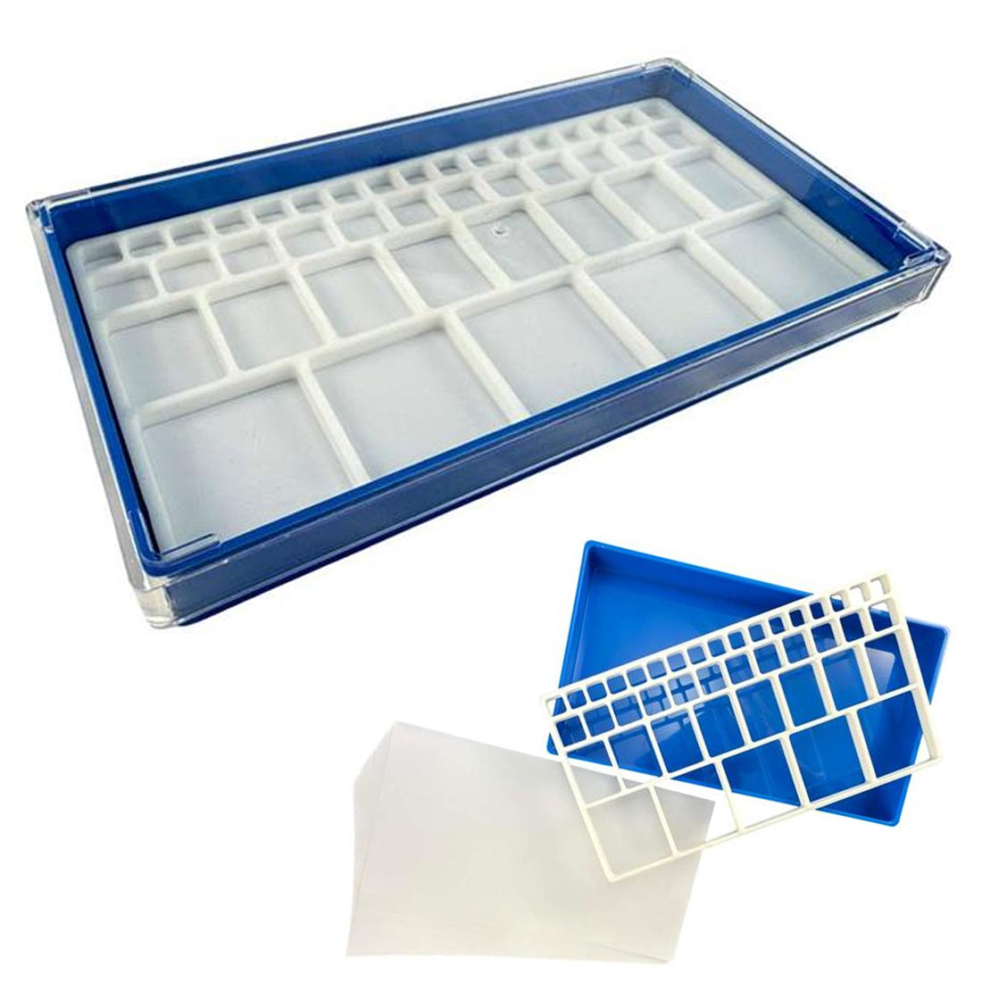 Clear Extra Large Watch Repair Trays with Individual Compartments Stackable (Various Colors)