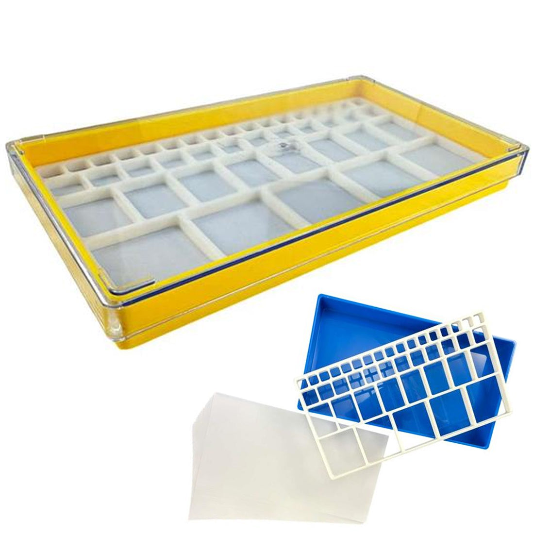 Clear Extra Large Watch Repair Trays with Individual Compartments Stackable (Various Colors)