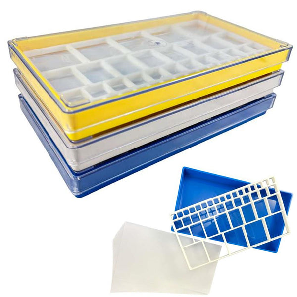 Clear Extra Large Watch Repair Trays with Individual Compartments Stackable (Various Colors)