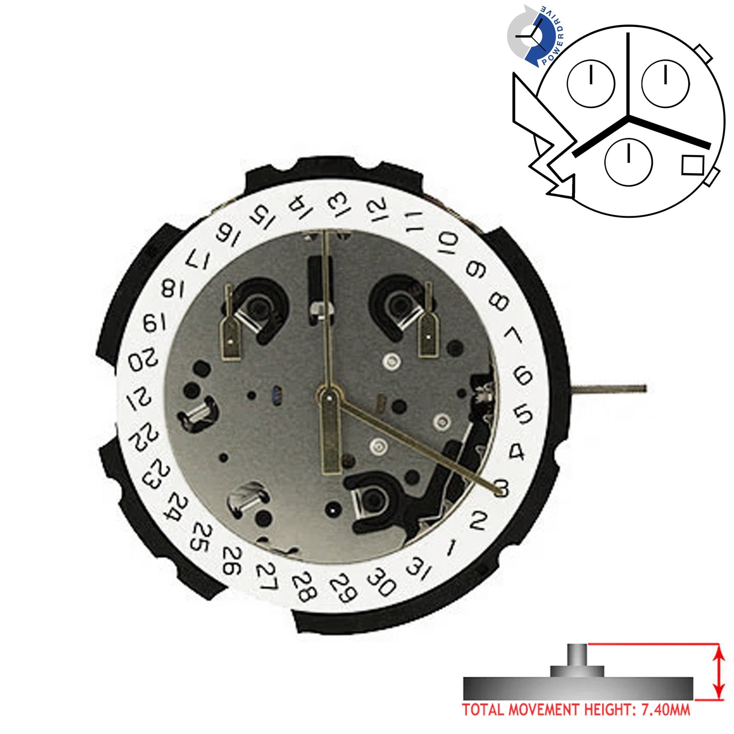 ETA G10.212 4 Hands Swiss Made Chronograph Movement Ht. 7.40MM (Various Dates)