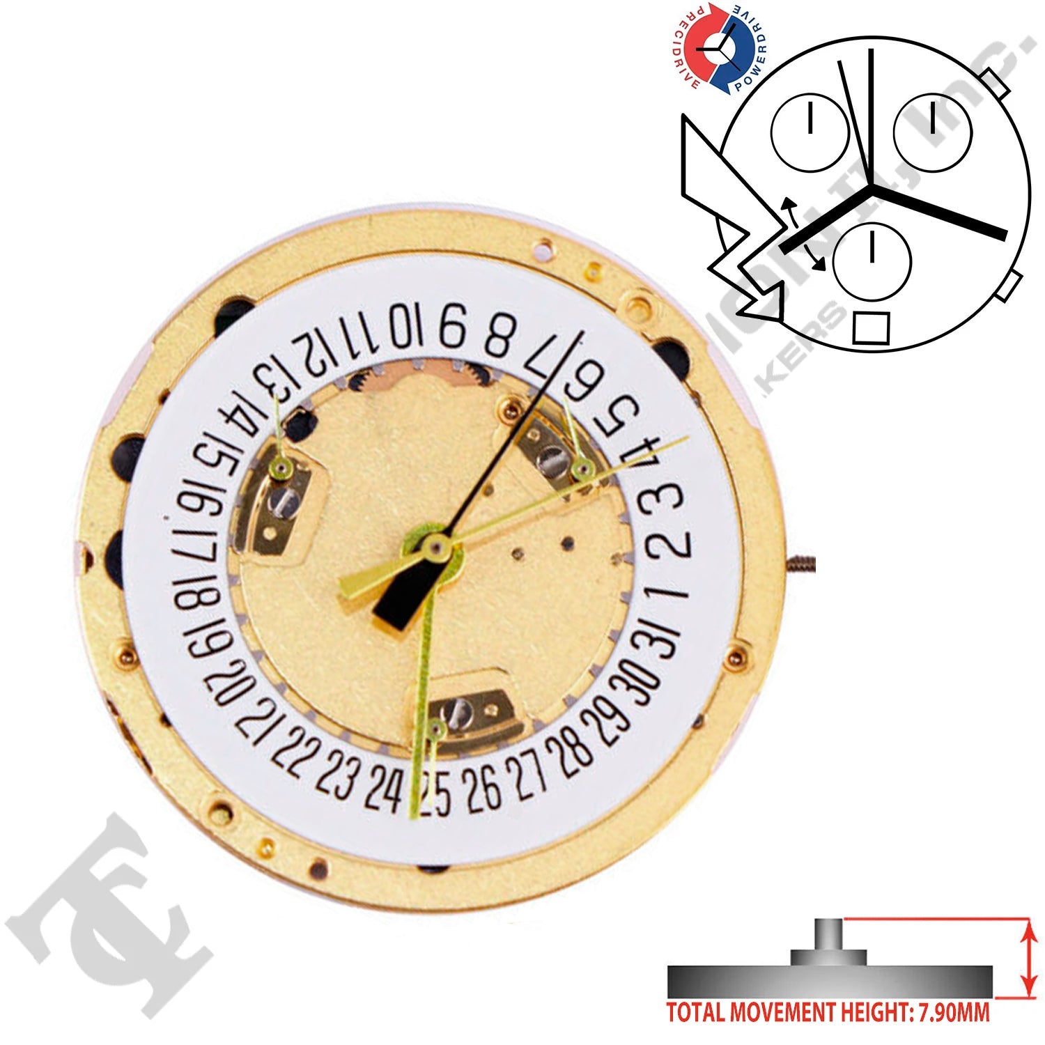 ETA 251.264 4 Hands Swiss Made Quartz Movement Ht. 7.90MM (Various Dates)