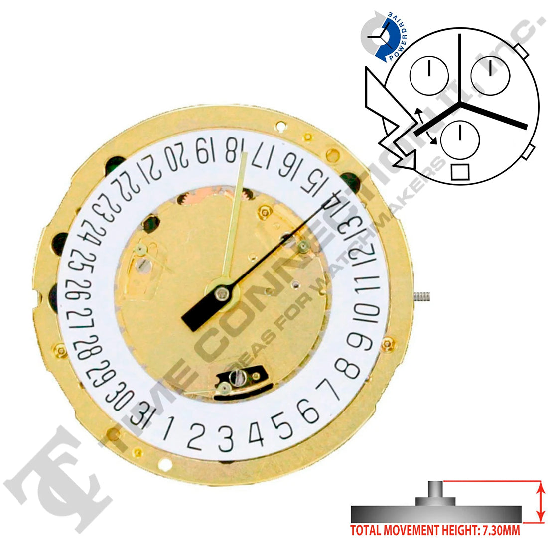 ETA 251.274 3 Hands Swiss Made Quartz Movement Ht. 7.30MM (Various Dates)