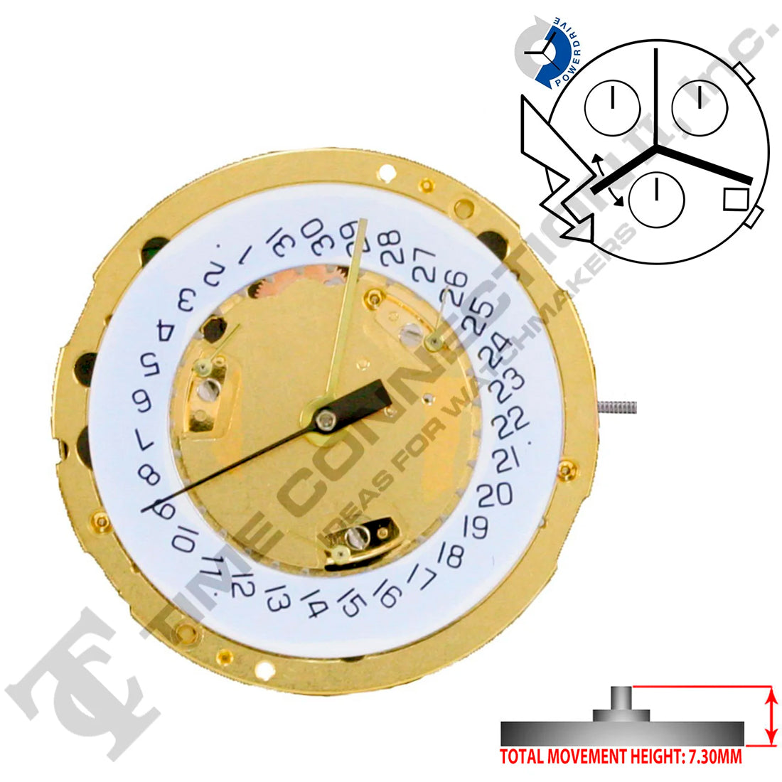 ETA 251.274 3 Hands Swiss Made Quartz Movement Ht. 7.30MM (Various Dates)