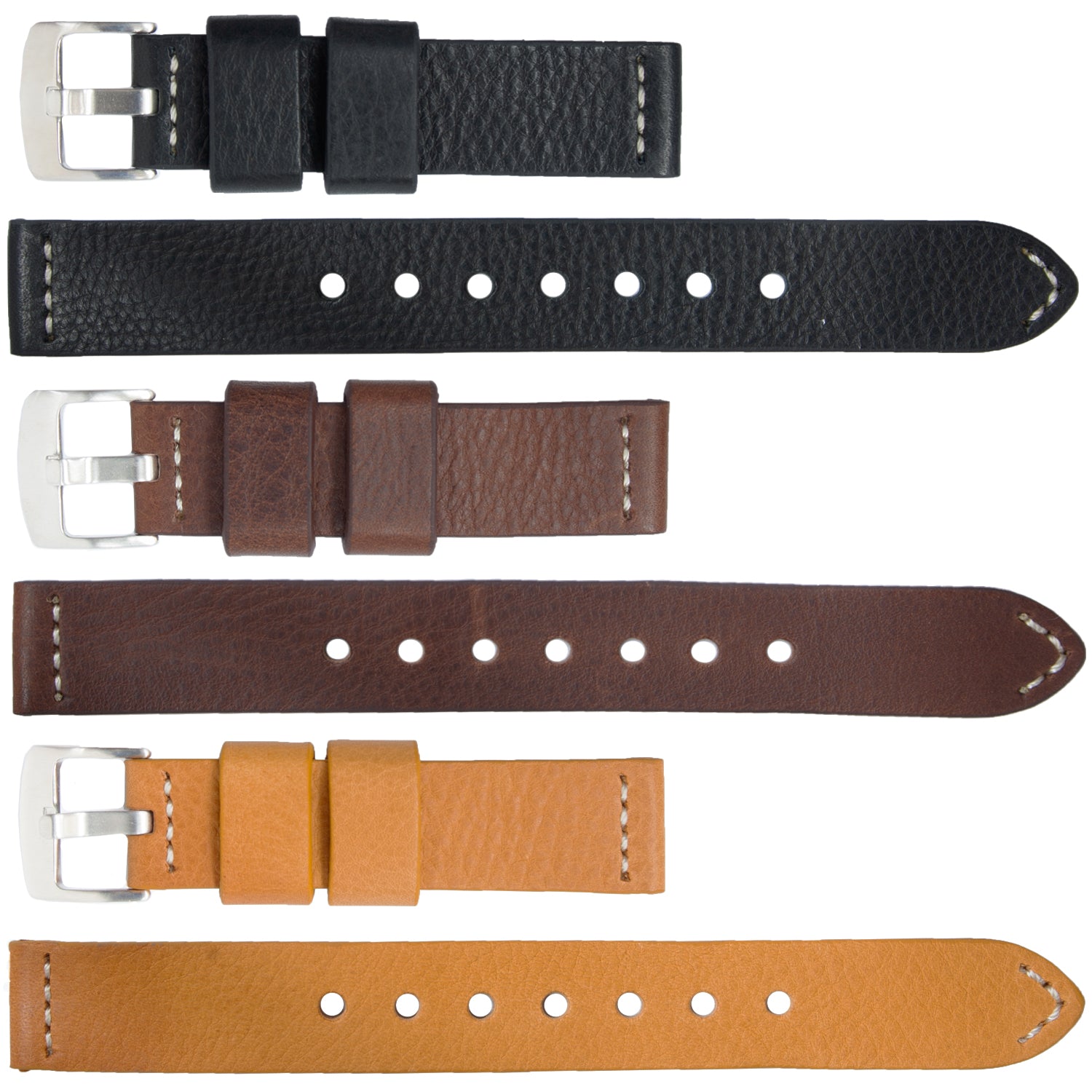 VSB No. 400 Genuine Leather Watch Straps with Hand-Sewn Stitching (20 - 24mm)