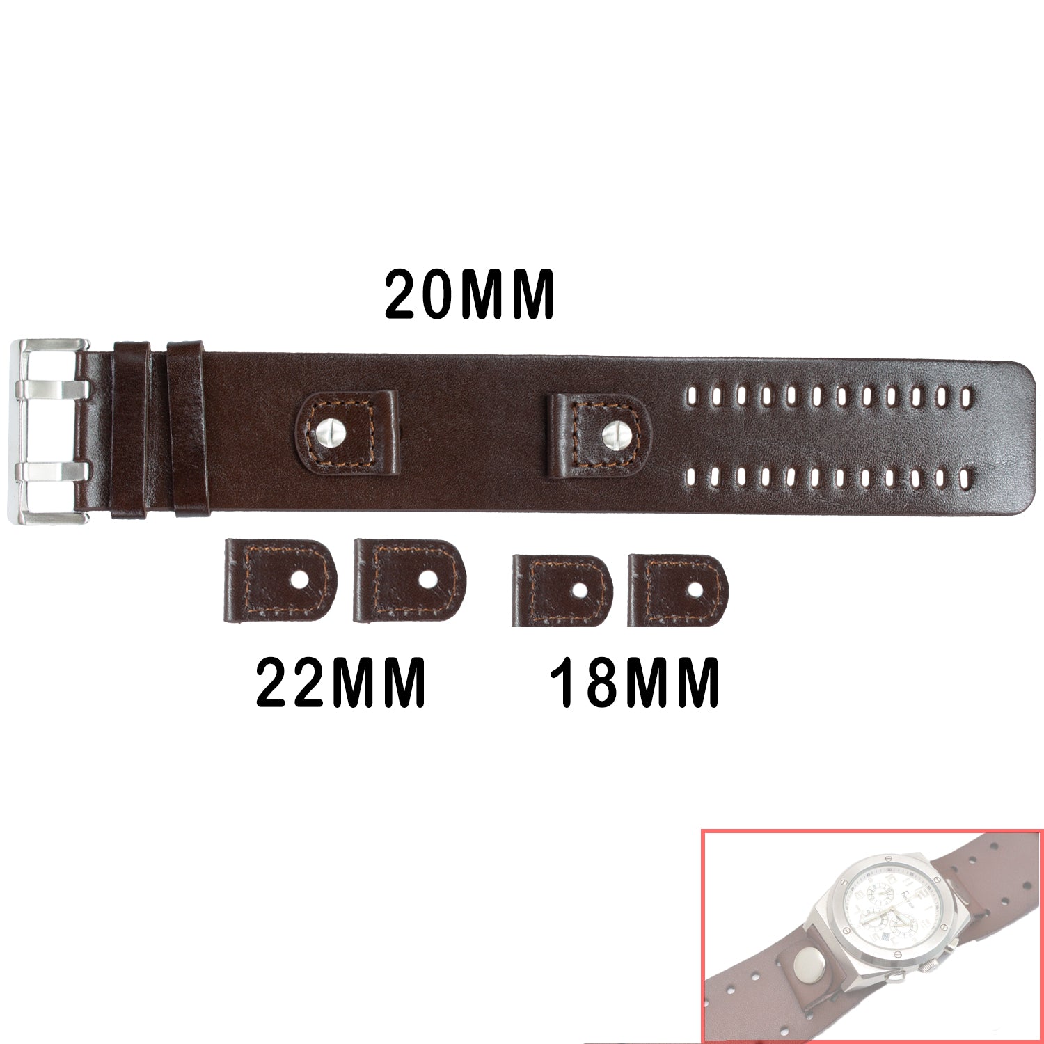 VSB No. 800 Military Wide Cuff Bracelet Fine Leather Straps to fit (18mm, 20mm, 22mm)