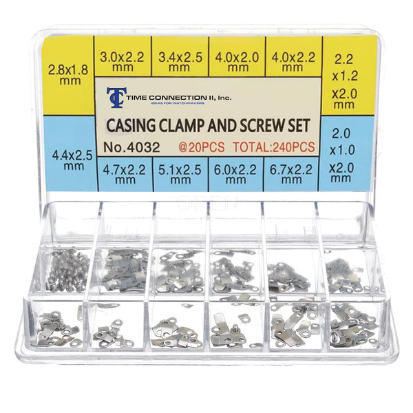 Assortment Case Clamps & Screws for Watch Movements (Total of 240 PCS)