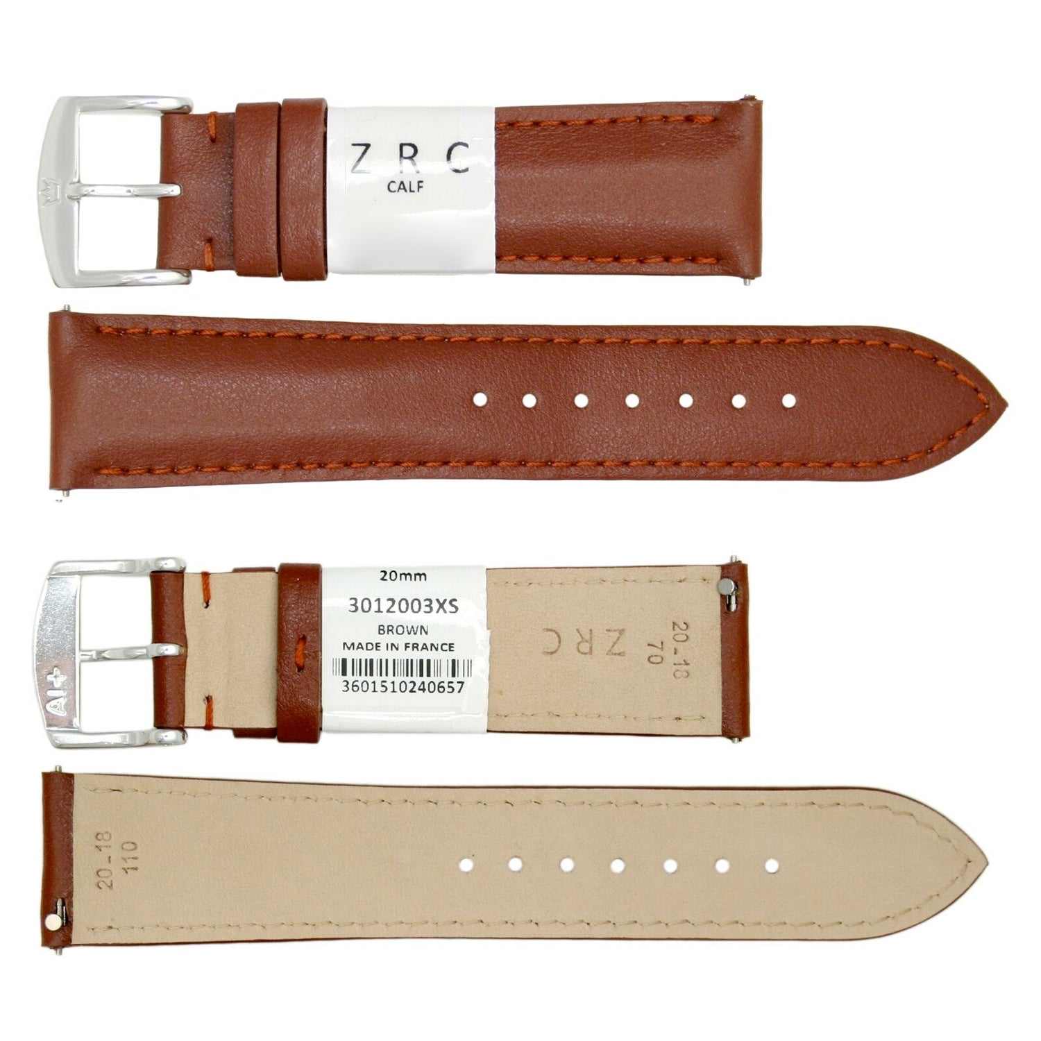 ZRC No. 301 Calfskin Grain Fine Leather Quick Release SHORT Straps (12mm~22mm)