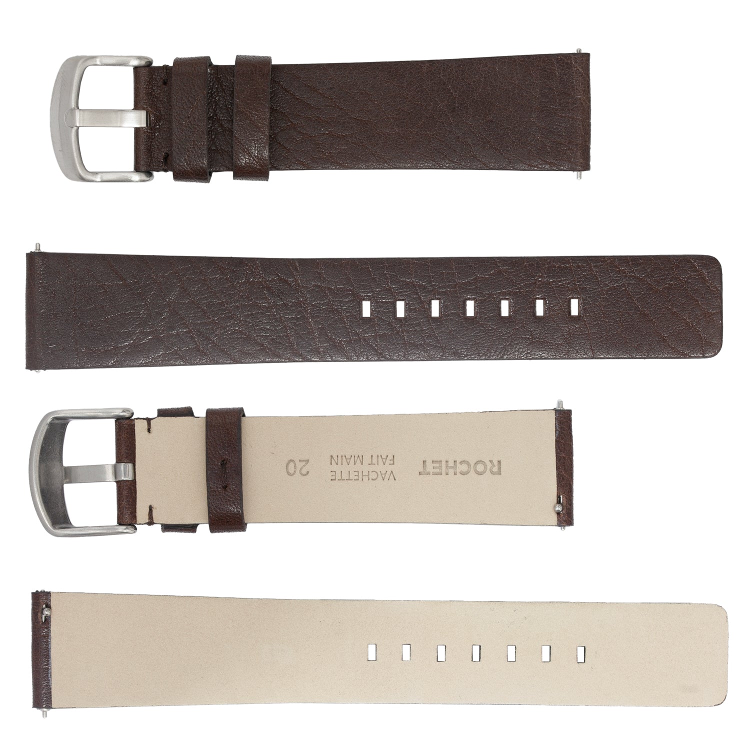 ROCHET ZRC No. 344 Cowhide Grain Fine QUICK RELEASE Leather Straps (20mm~24mm)
