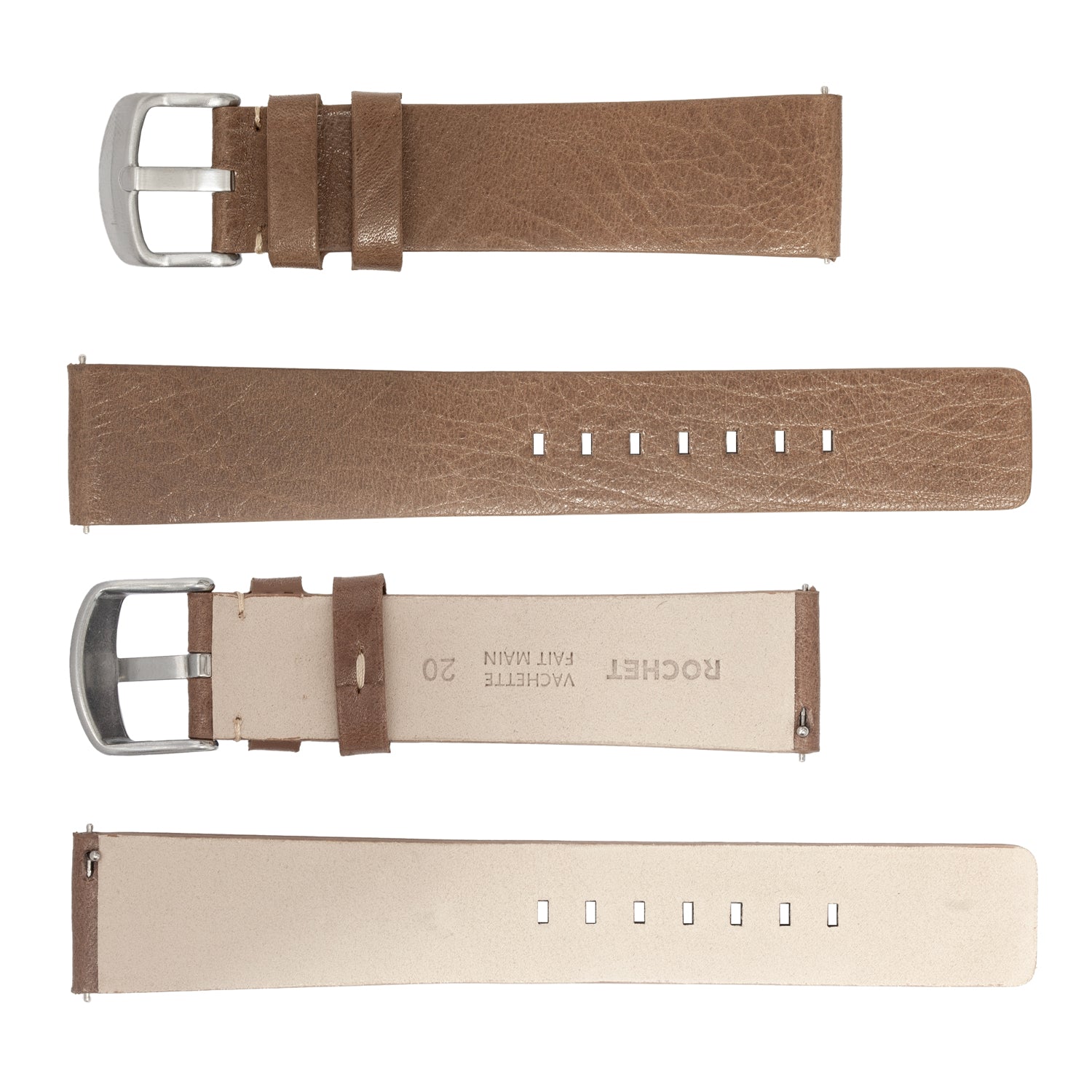 ROCHET ZRC No. 344 Cowhide Grain Fine QUICK RELEASE Leather Straps (20mm~24mm)