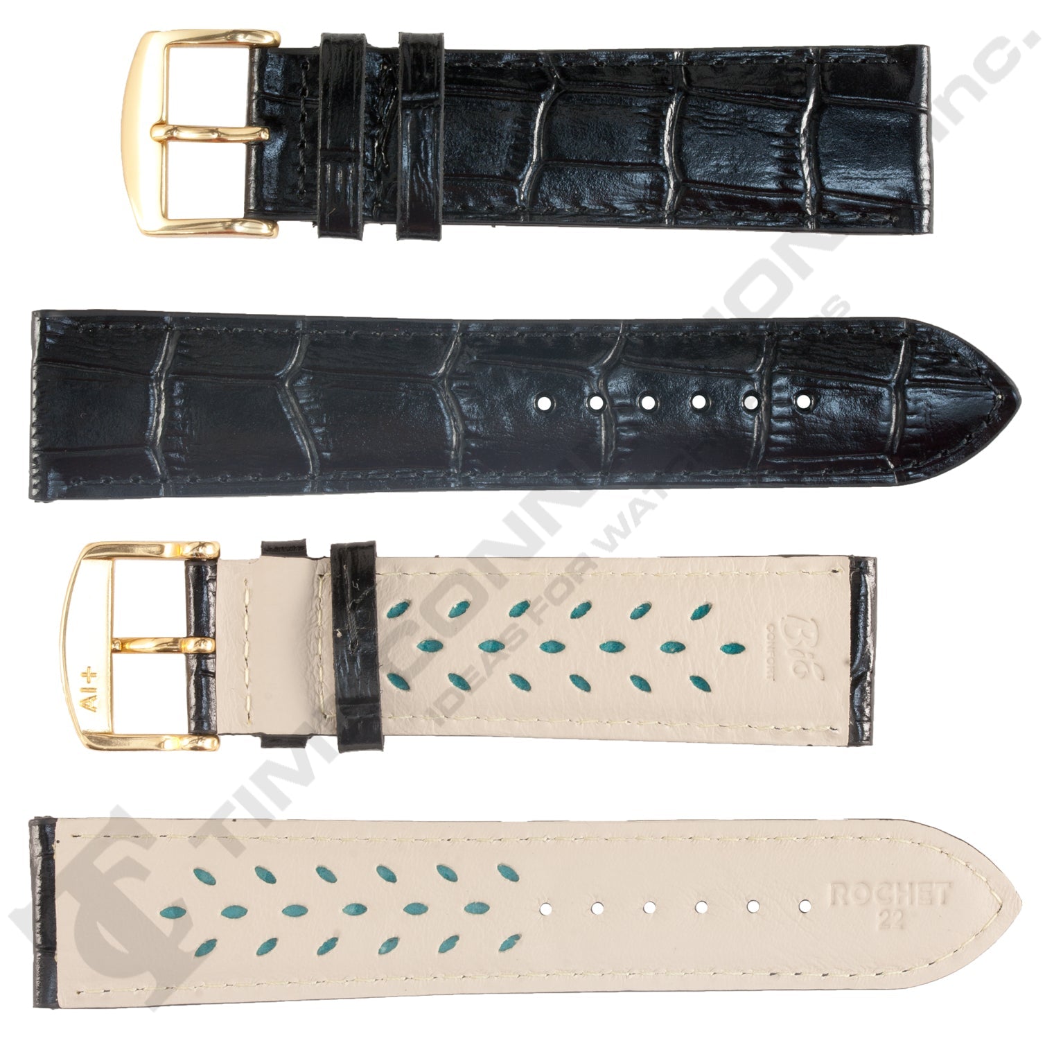 ZRC No. 519 Extra Extra Long Alligator Grain Fine Leather Aeroconfort Straps (10mm~22mm)