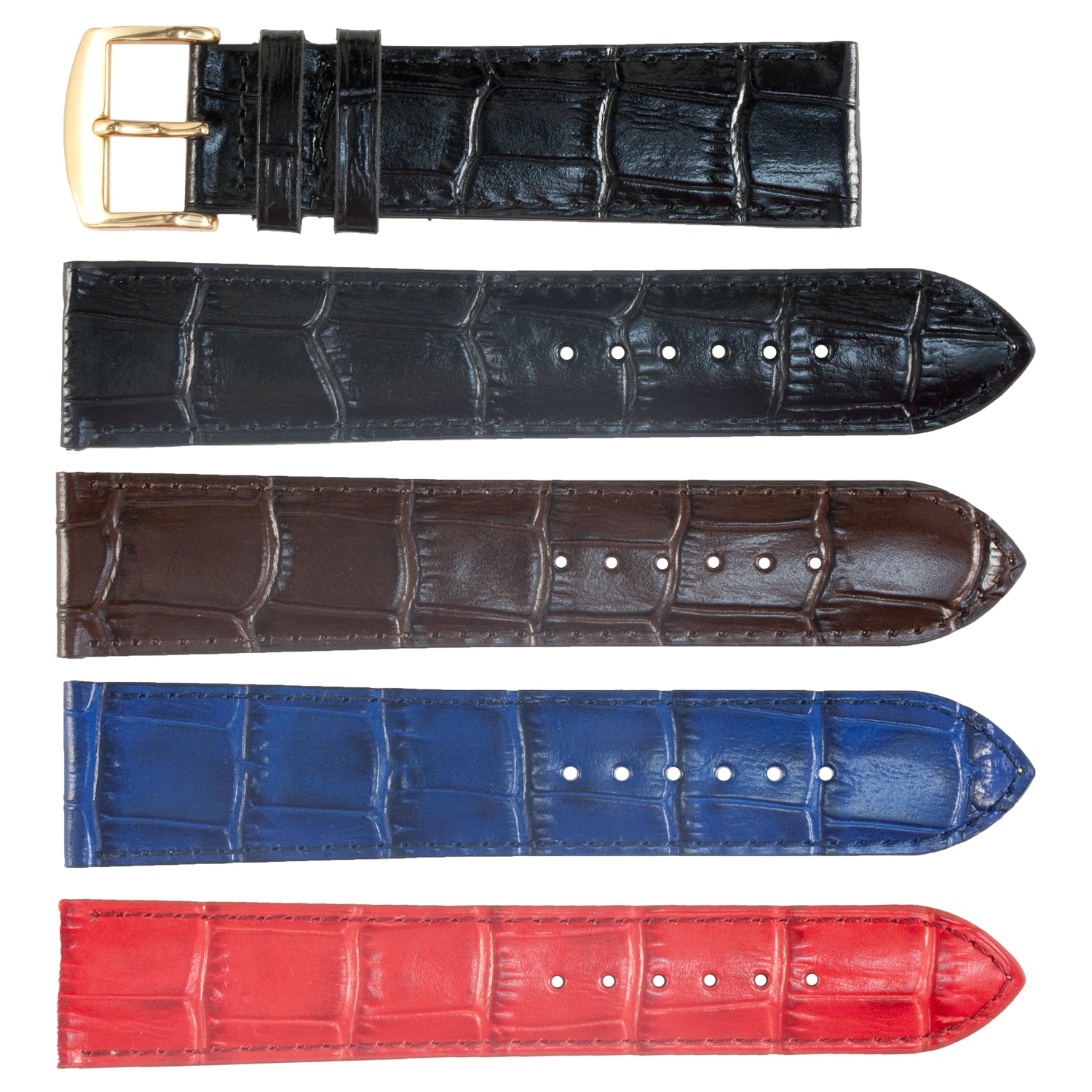 ZRC No. 519 Long Alligator Grain Fine Leather AeroconfortStraps (10mm~30mm)