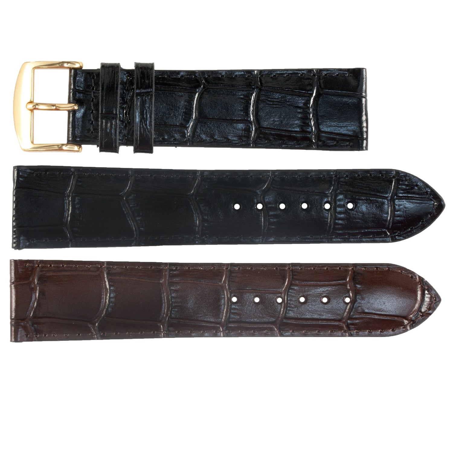 ZRC No. 519 Extra Extra Long Alligator Grain Fine Leather Aeroconfort Straps (10mm~22mm)