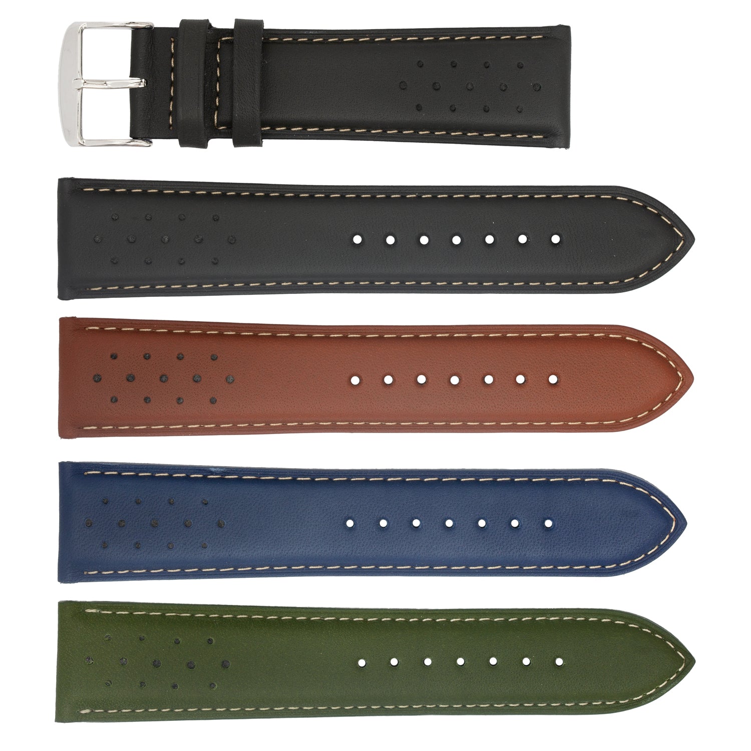 ZRC No. 542 Cowhide Sport Fine Leather Straps with Contrast Stitching (18mm~22mm)