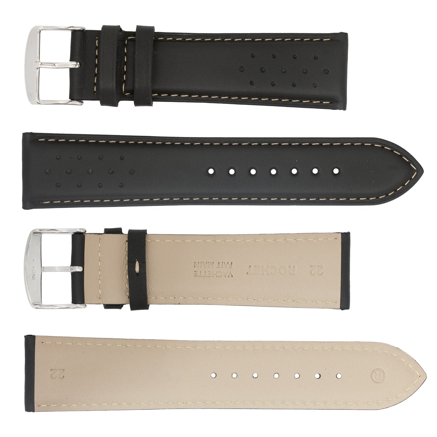 ZRC No. 542 Cowhide Sport Fine Leather Straps with Contrast Stitching (18mm~22mm)