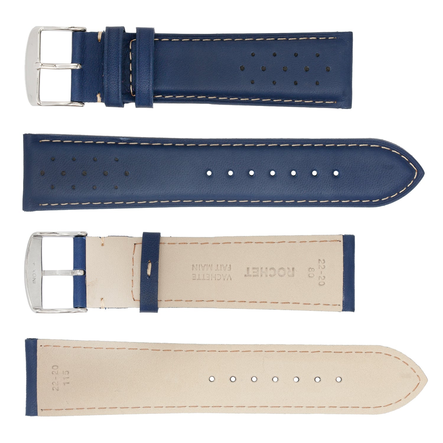 ROCHET ZRC No. 542 Cowhide Sport Fine Leather Straps with Contrast Stitching (18mm~22mm)