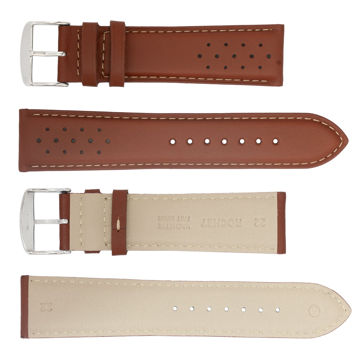 ROCHET ZRC No. 542 Cowhide Sport Fine Leather Straps with Contrast Stitching (18mm~22mm)