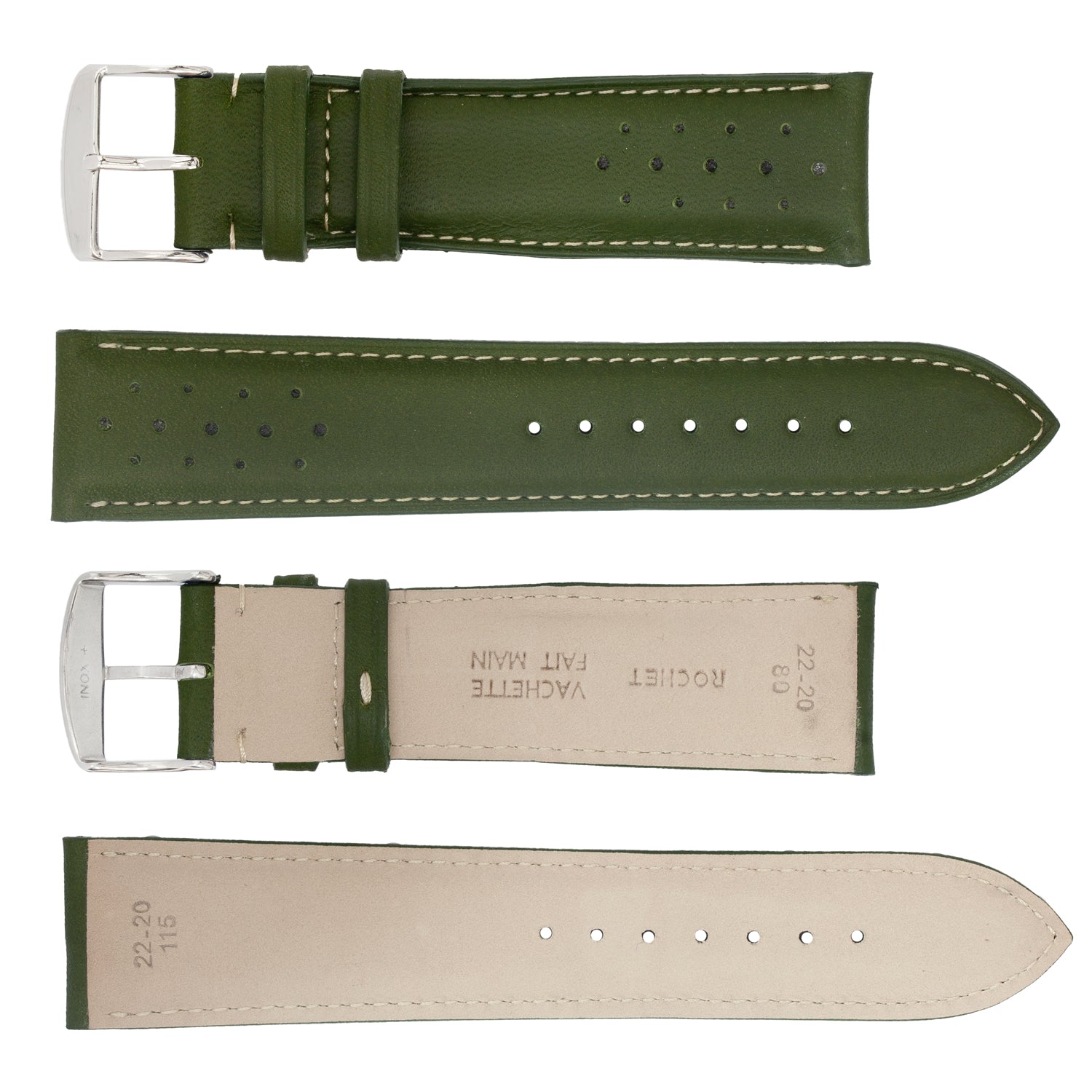 ROCHET ZRC No. 542 Cowhide Sport Fine Leather Straps with Contrast Stitching (18mm~22mm)