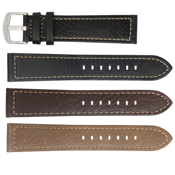 ROCHET ZRC No. 544 Grained Cowhide Leather Straps with Rawsilk Stitching (12mm~22mm)