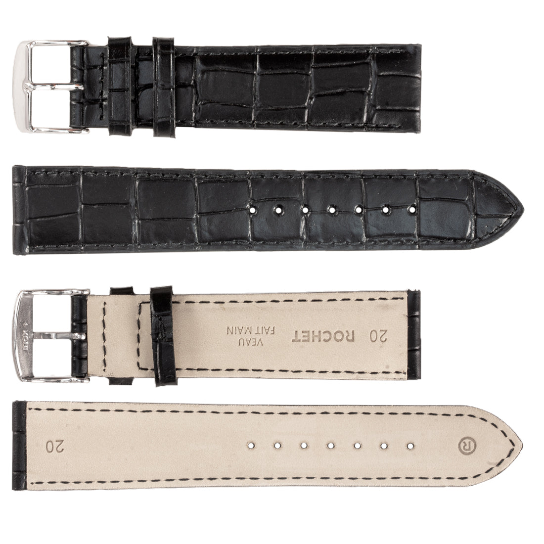 ROCHET ZRC No. 549 Long Alligator Grain Fine Leather Straps (18mm ~ 24mm)