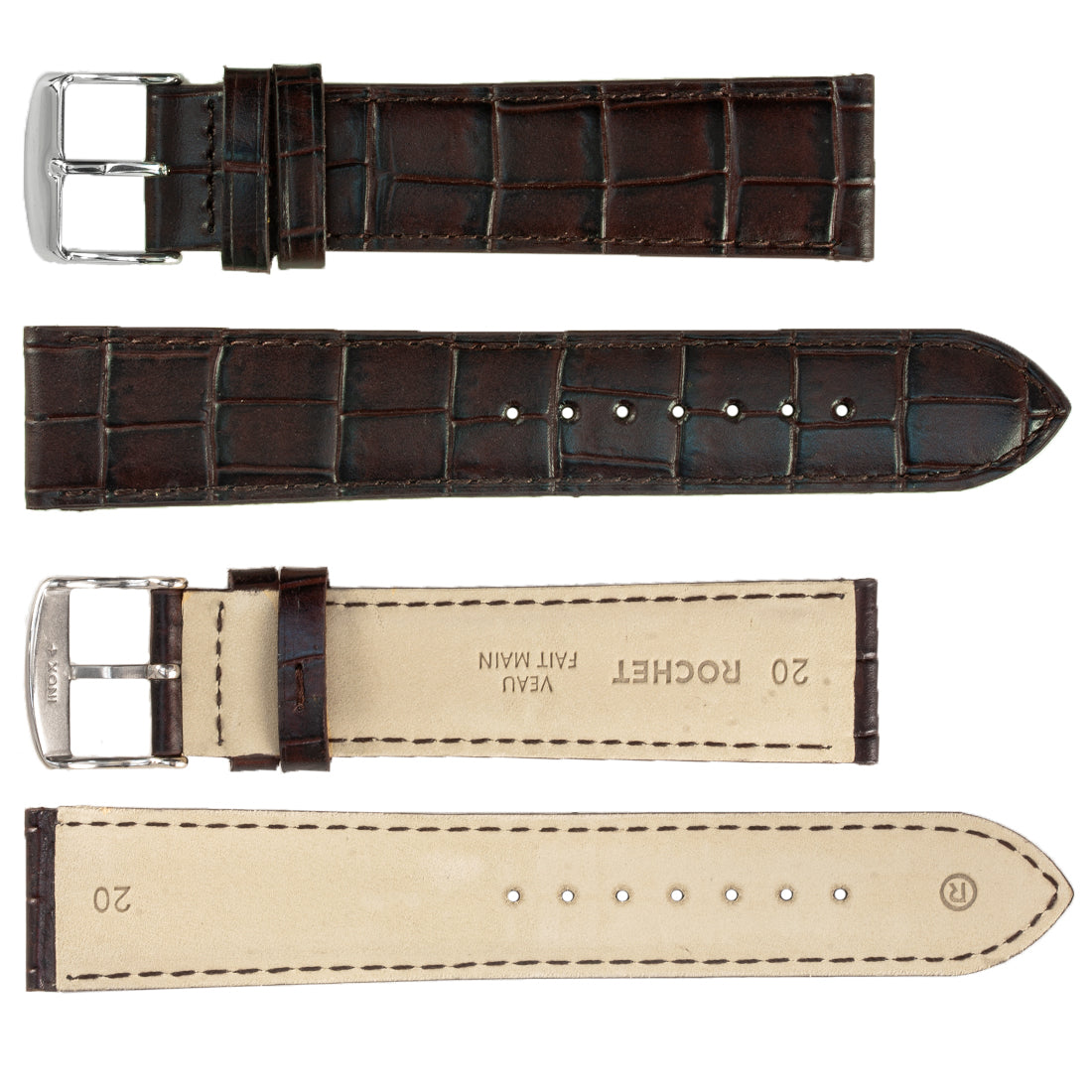 ROCHET ZRC No. 549 Long Alligator Grain Fine Leather Straps (18mm ~ 24mm)
