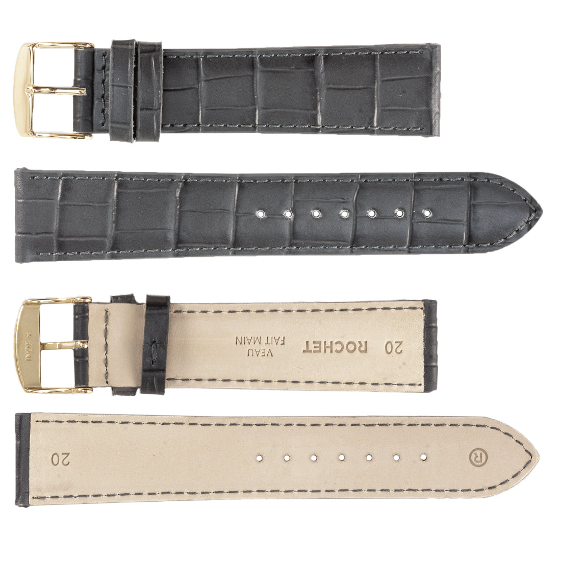 ROCHET ZRC No. 549 Alligator Grain Fine Leather Straps (12mm ~ 24mm)