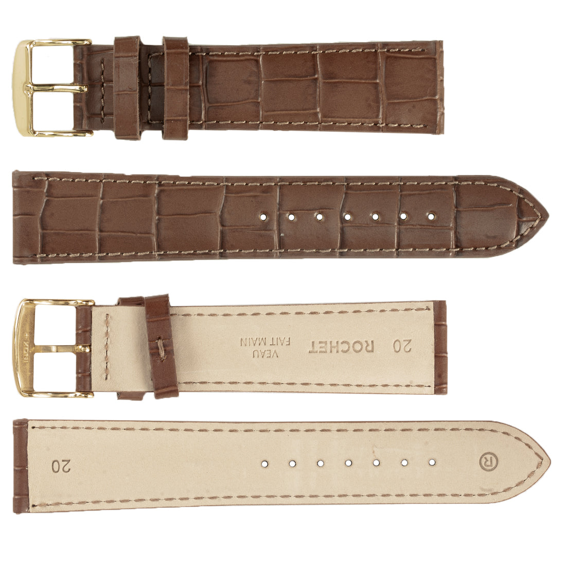 ROCHET ZRC No. 549 Alligator Grain Fine Leather Straps (12mm ~ 24mm)