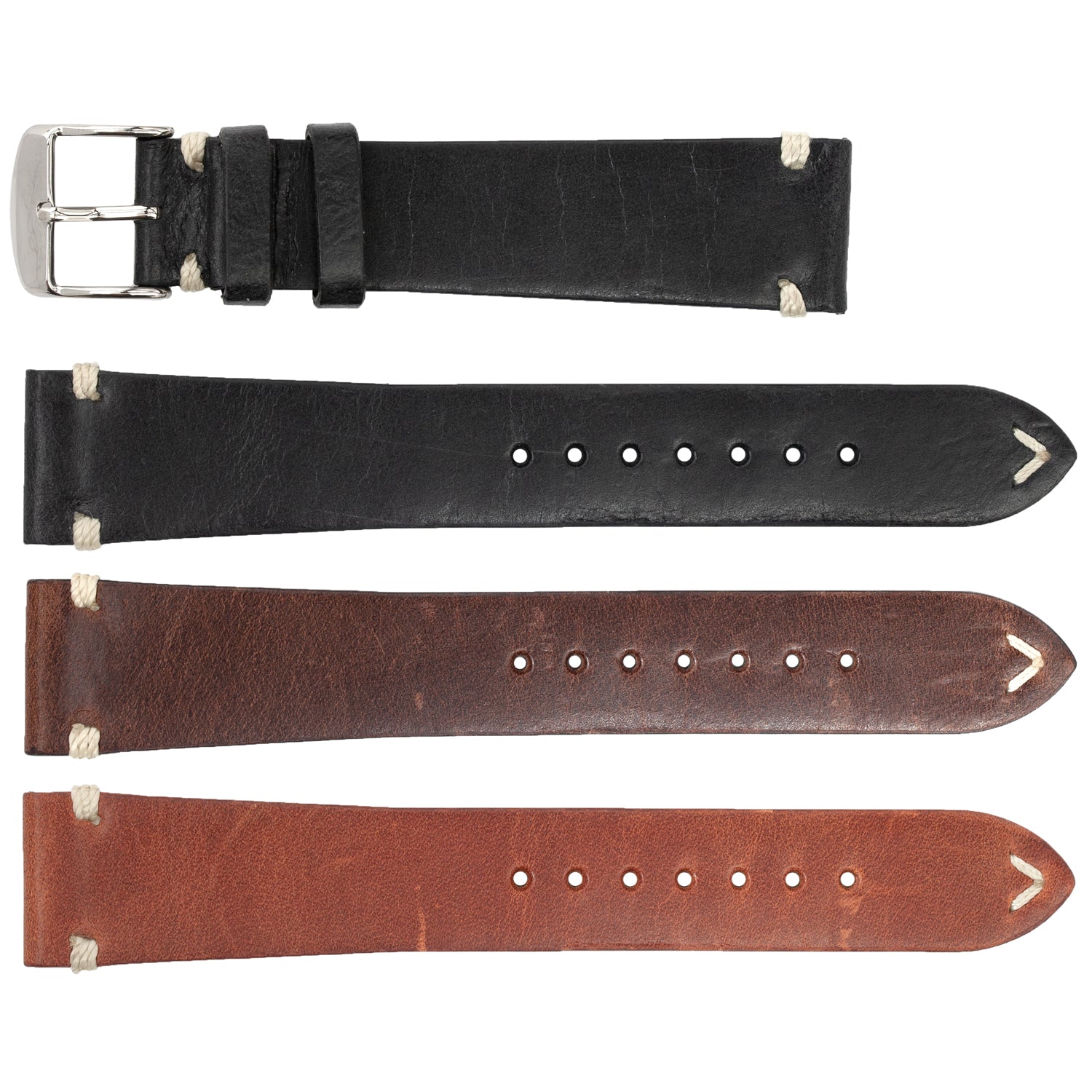 ZRC No. 740 Cow Vintage Watch Straps with Hand-Sewn Stitching (19x16mm)