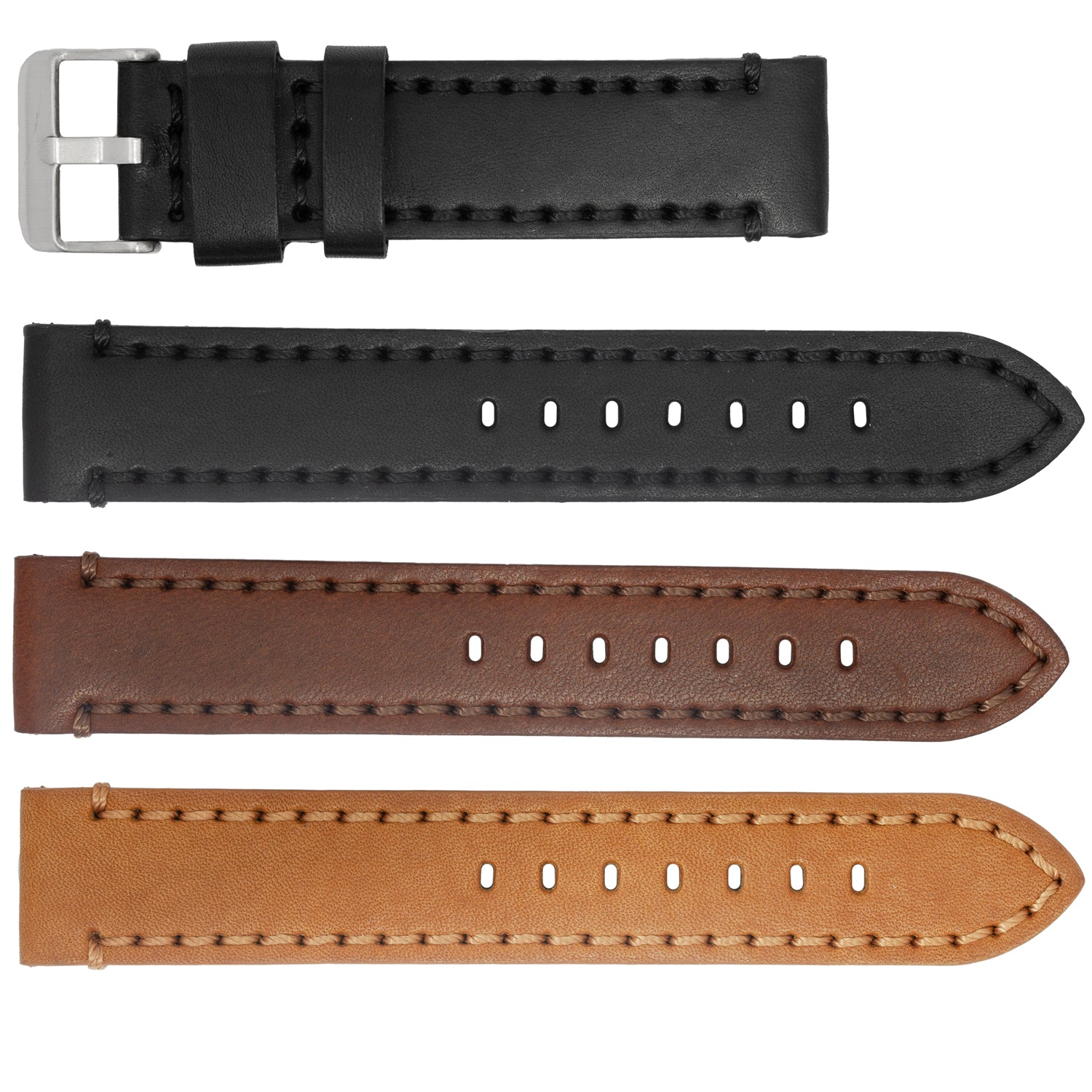 ZRC No. 743 Ingrassata Cowhide Leather Straps with Heavy Stitching (20mm~24mm)