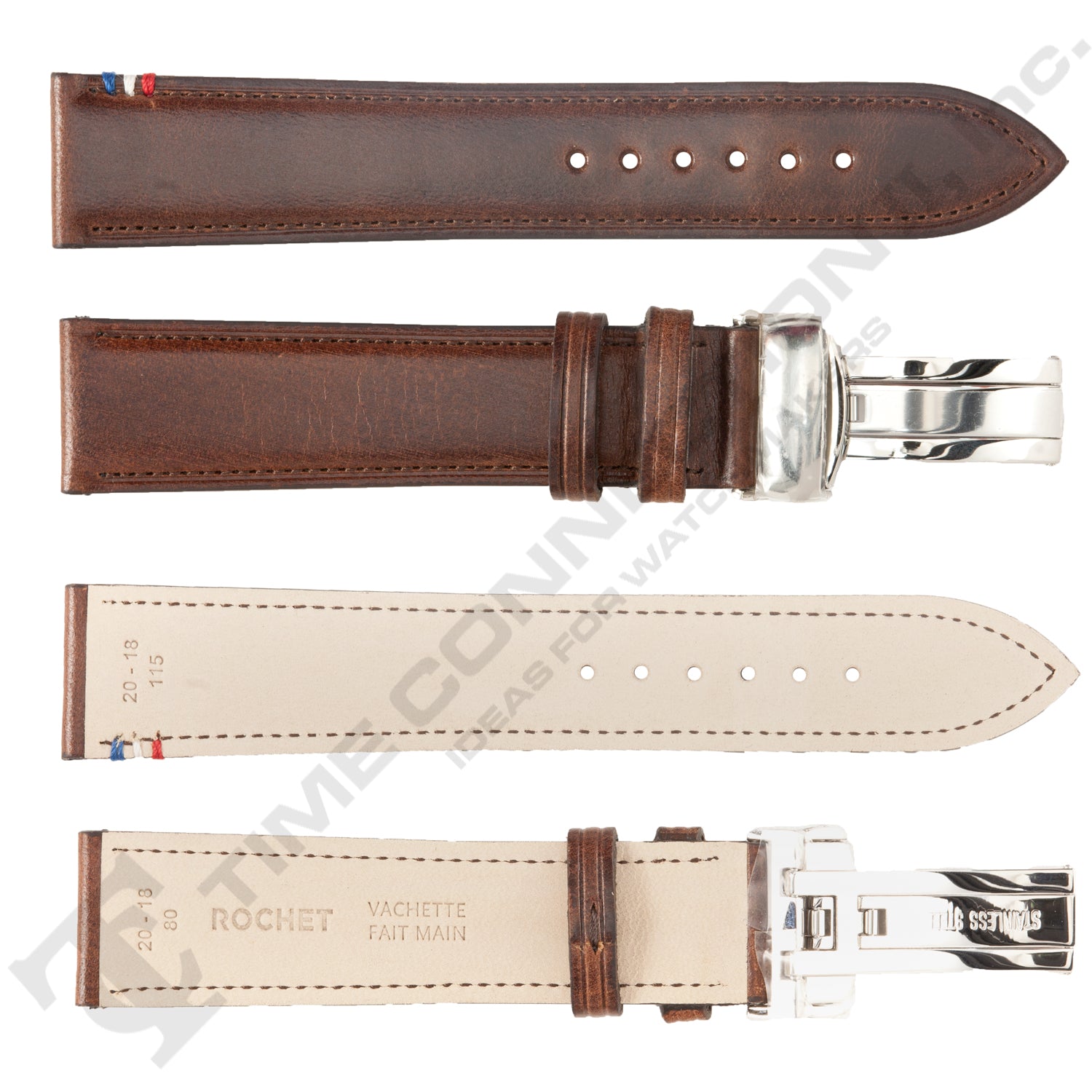 ROCHET ZRC No. 790 Cowhide Grain Butterfly Deployment Buckle Leather Straps (18mm~22mm)