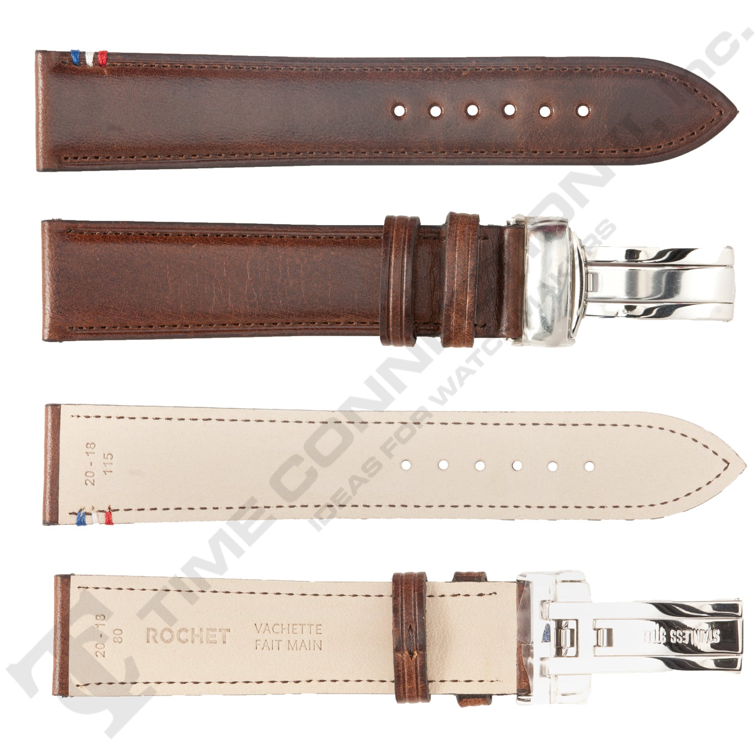 ZRC No. 790 Cowhide Grain Butterfly Deployment Buckle Leather Straps (18mm~22mm)