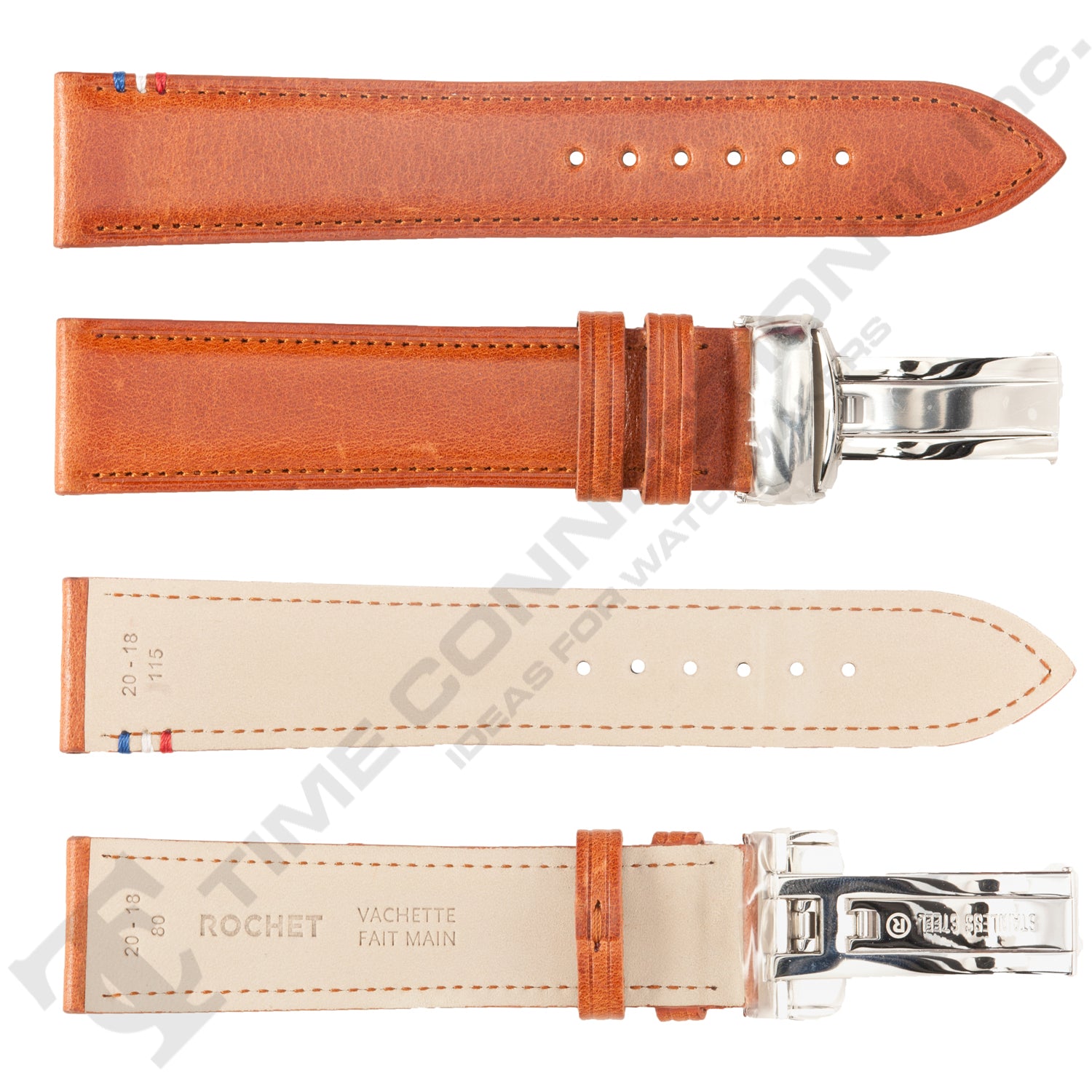 ROCHET ZRC No. 790 Cowhide Grain Butterfly Deployment Buckle Leather Straps (18mm~22mm)