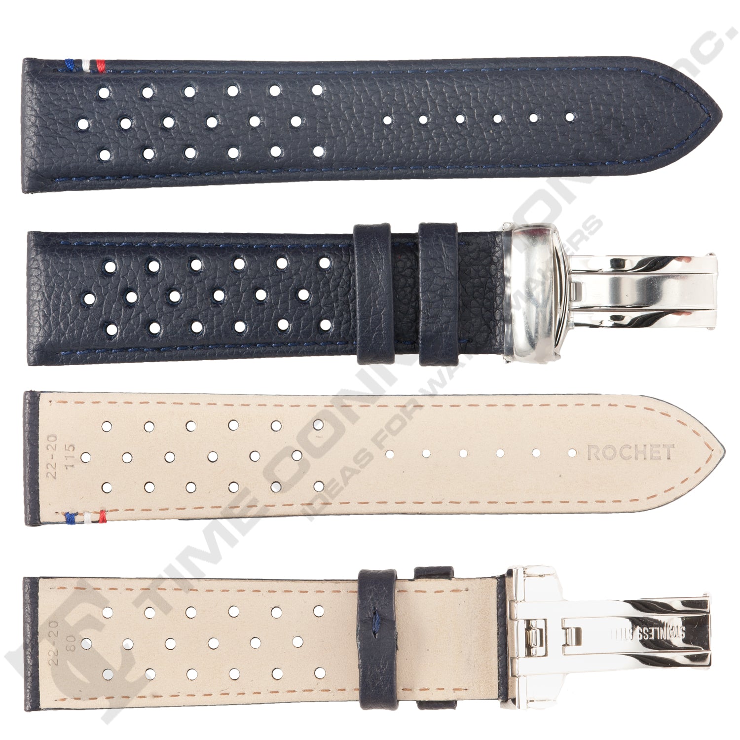 ROCHET ZRC No. 792 Calf Grain Deployment Buckle Leather Straps (18mm~22mm)