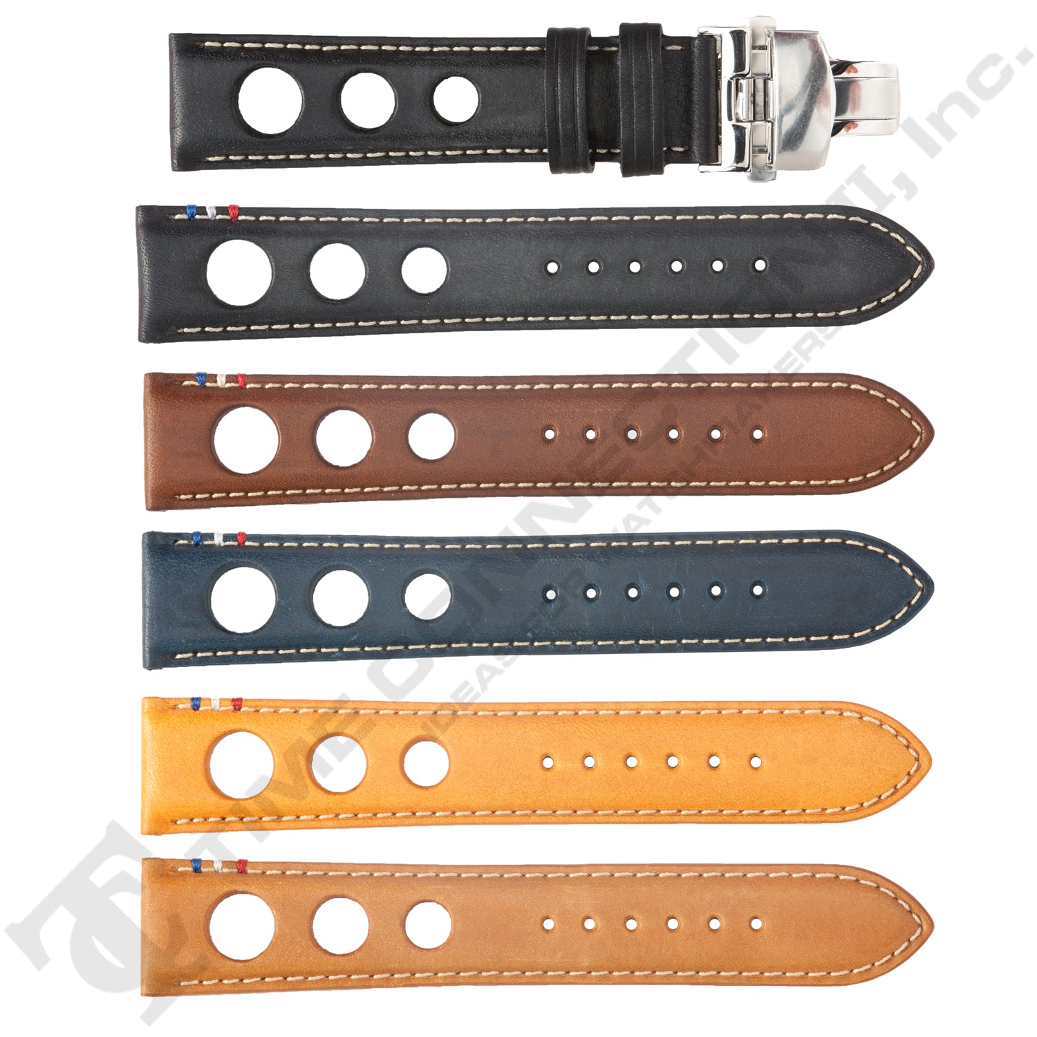 ZRC No. 793 Cowhide Grain Butterfly Deployment Buckle Leather Straps (20 - 22mm)