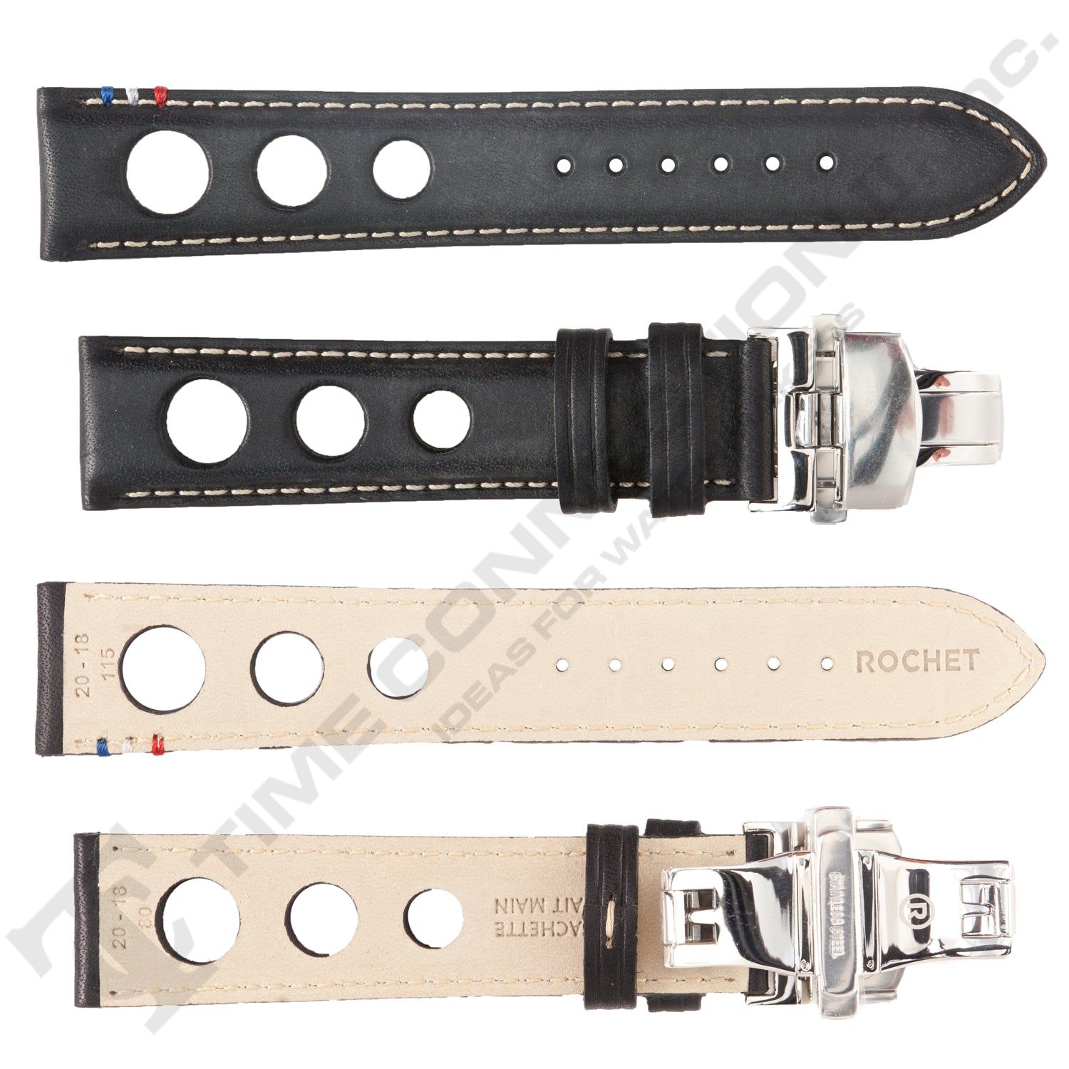 ZRC No. 793 Cowhide Grain Butterfly Deployment Buckle Leather Straps (20 - 22mm)
