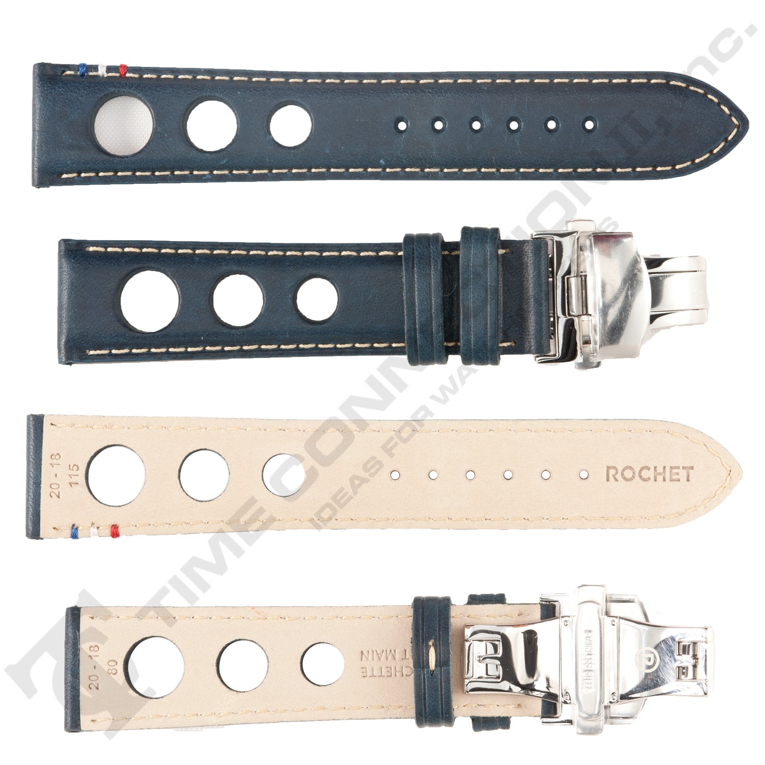 ROCHET ZRC No. 793 Cowhide Grain Butterfly Deployment Buckle Leather Straps (20 - 22mm)