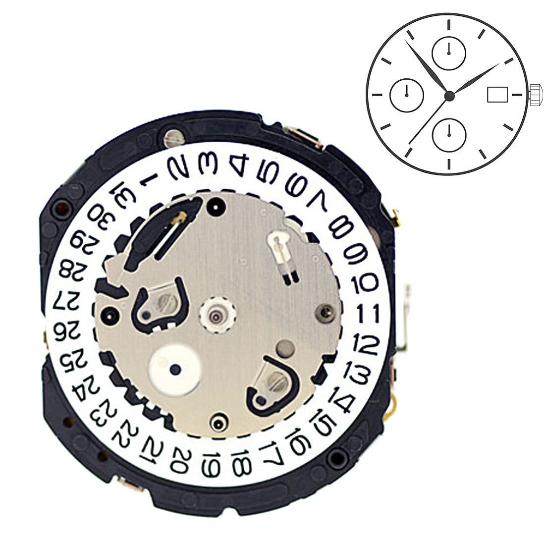 Hattori VS72A 3 Hands Japan Chronograph Quartz Movement HT 7.35MM