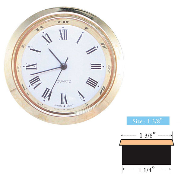 Clock Inserts 35mm (1 3/8") Yellow Bezel, White Roman Dial