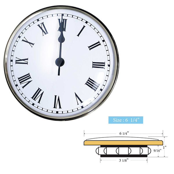 Clock Inserts 159mm (6 1/4") Yellow Bezel, White Roman Dial