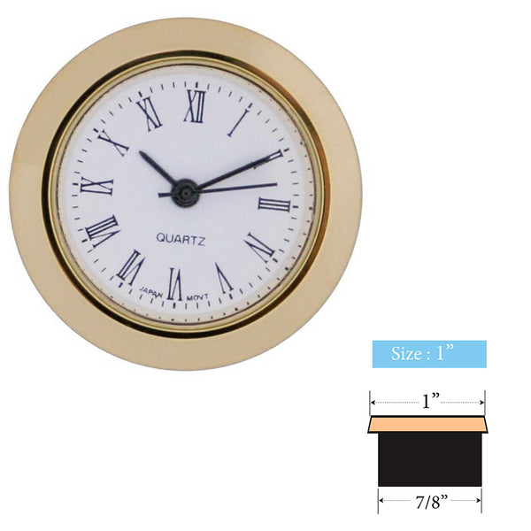 Clock Inserts 25mm (1") Yellow Bezel, White Roman Dial