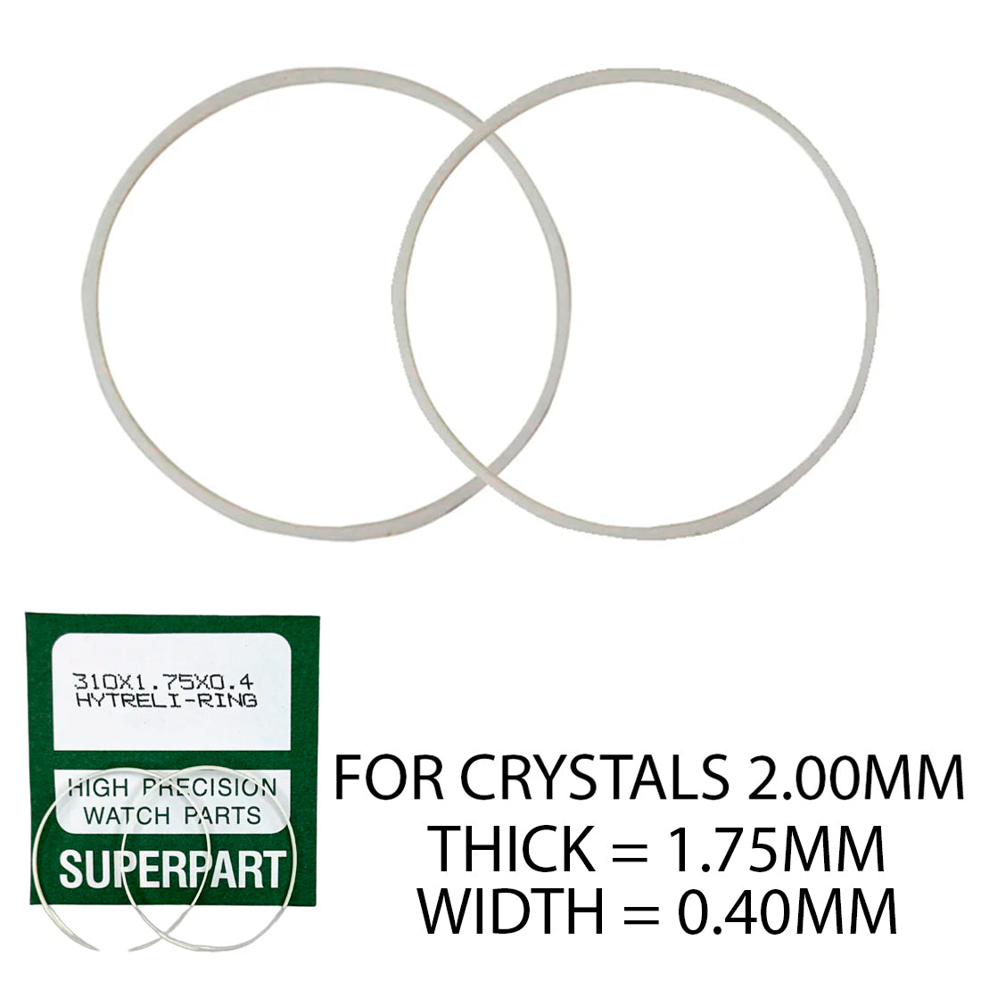 Refills for HYTREL I-Ring for 2.0mm Glass Crystals (1.75mm Height ...