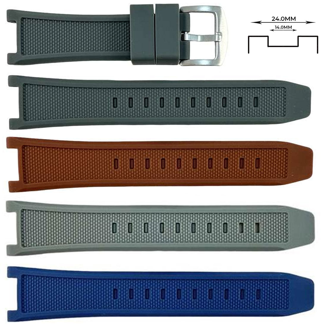 Genuine Polyurethane Sports Straps (24mm) Notch Cut 14mm