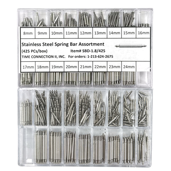 1.80mm Double Flange Spring Bars Set 425 Piece Assortment (8~24mm)