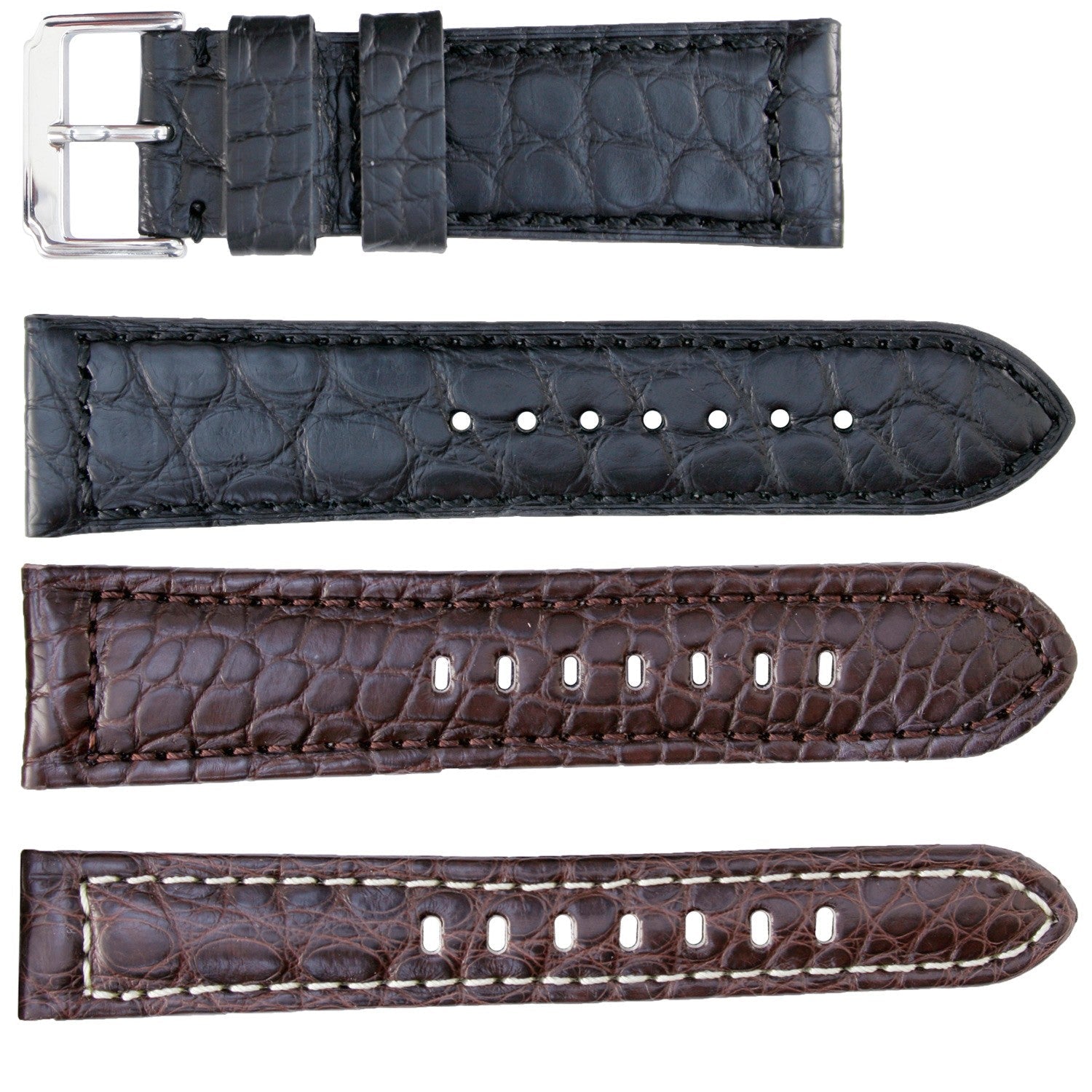 Banda No. 638 Genuine Crocodile Fine Leather Straps (18mm~24mm)