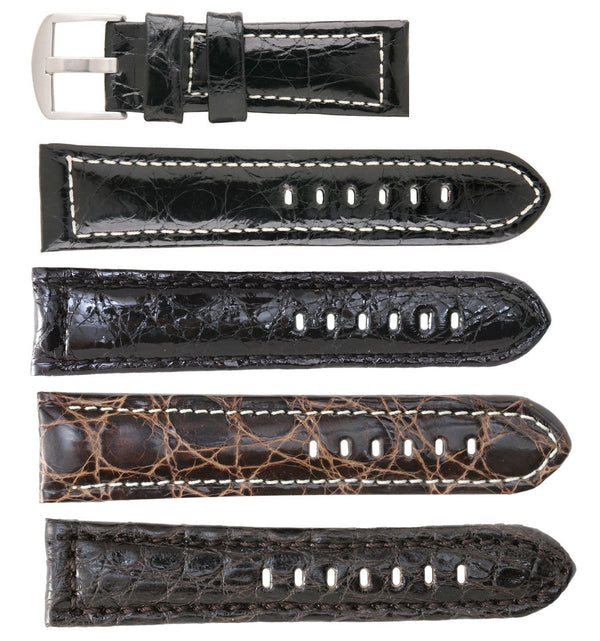 Banda No. 608 Extra Long Genuine Crocodile Fine Leather Straps (18mm~24mm)