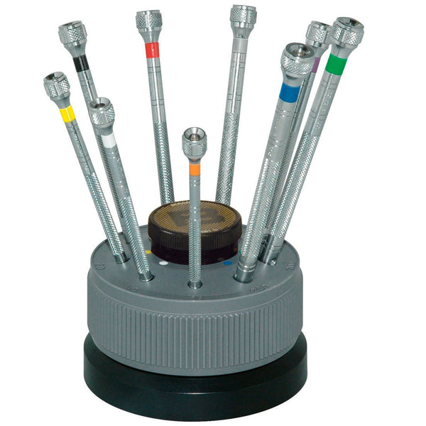 Bergeon 5970 (9) Stainless Steel Screwdrivers in Rotating Stand