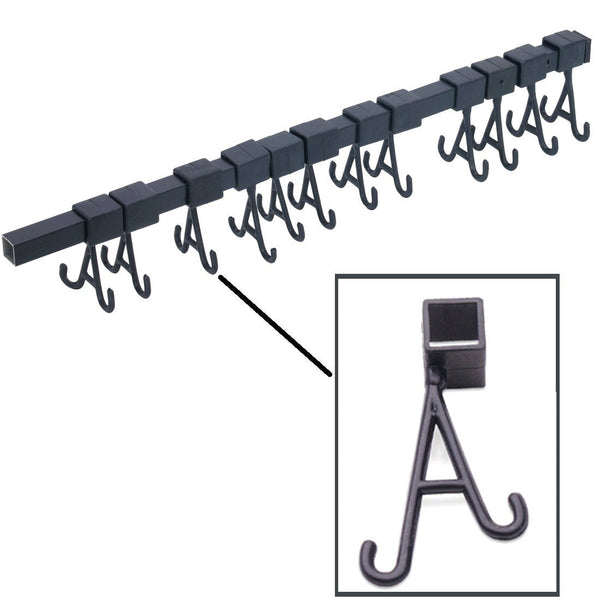 Cleaning Rack with Movable Hooks